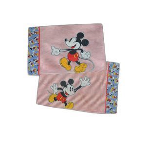 Vintage1990s 90s  Mickey Mouse Disney Striped Double-Sided Pillowcase Set (2)